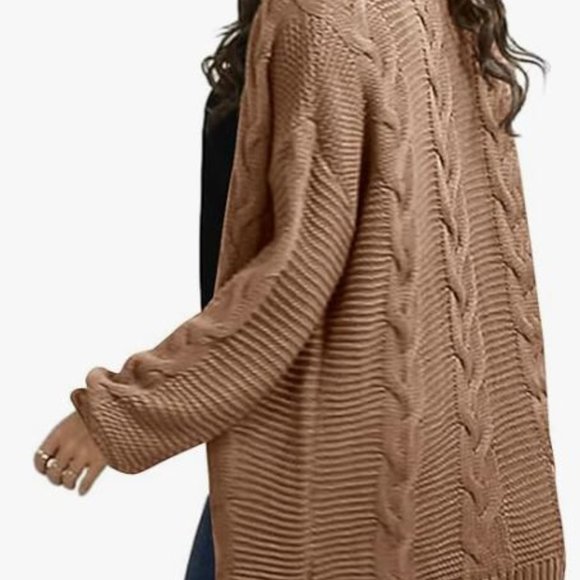 Oversized Chunky Open Front (Grandpa)Cardigan Sweaters Cable Knit - Picture 2 of 4